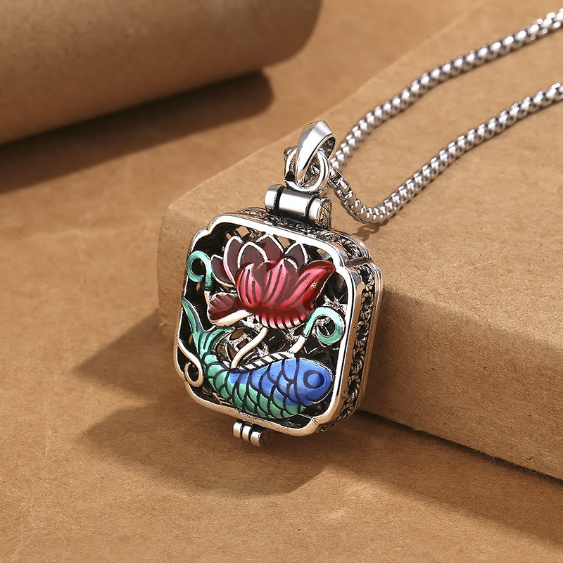 Copper Koi Fish Lotus Luck Pendant Necklace 45cm