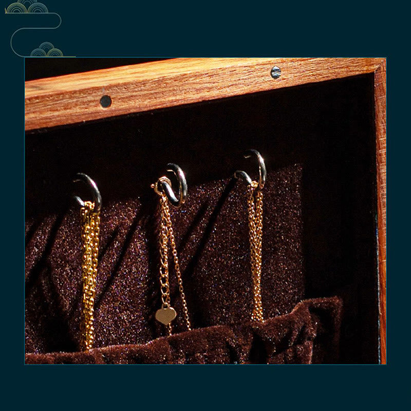 Schmuckschatulle aus Rosenholz mit antikem Blumenblatt-Design – handgefertigte Aufbewahrung