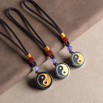 Schwarzer Jade Yin Yang Schutz Schlüsselanhänger mit Balance