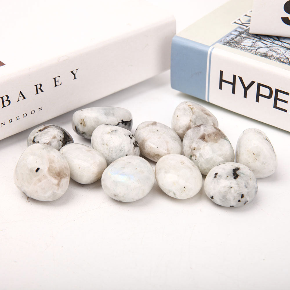 Trommelsteine ​​aus schwarzem Mondstein, 3–3,5 cm, poliert, Heilung