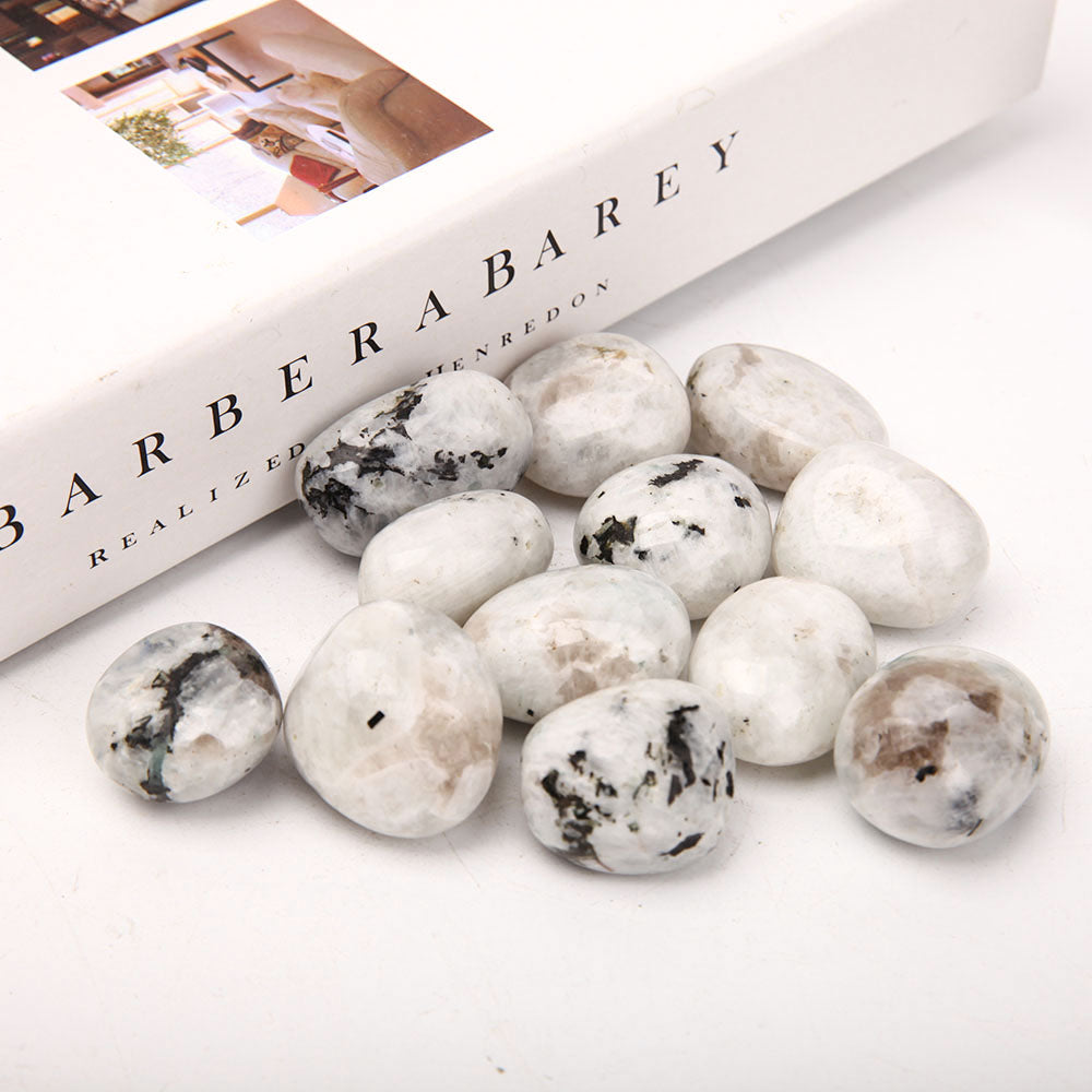 Trommelsteine ​​aus schwarzem Mondstein, 3–3,5 cm, poliert, Heilung