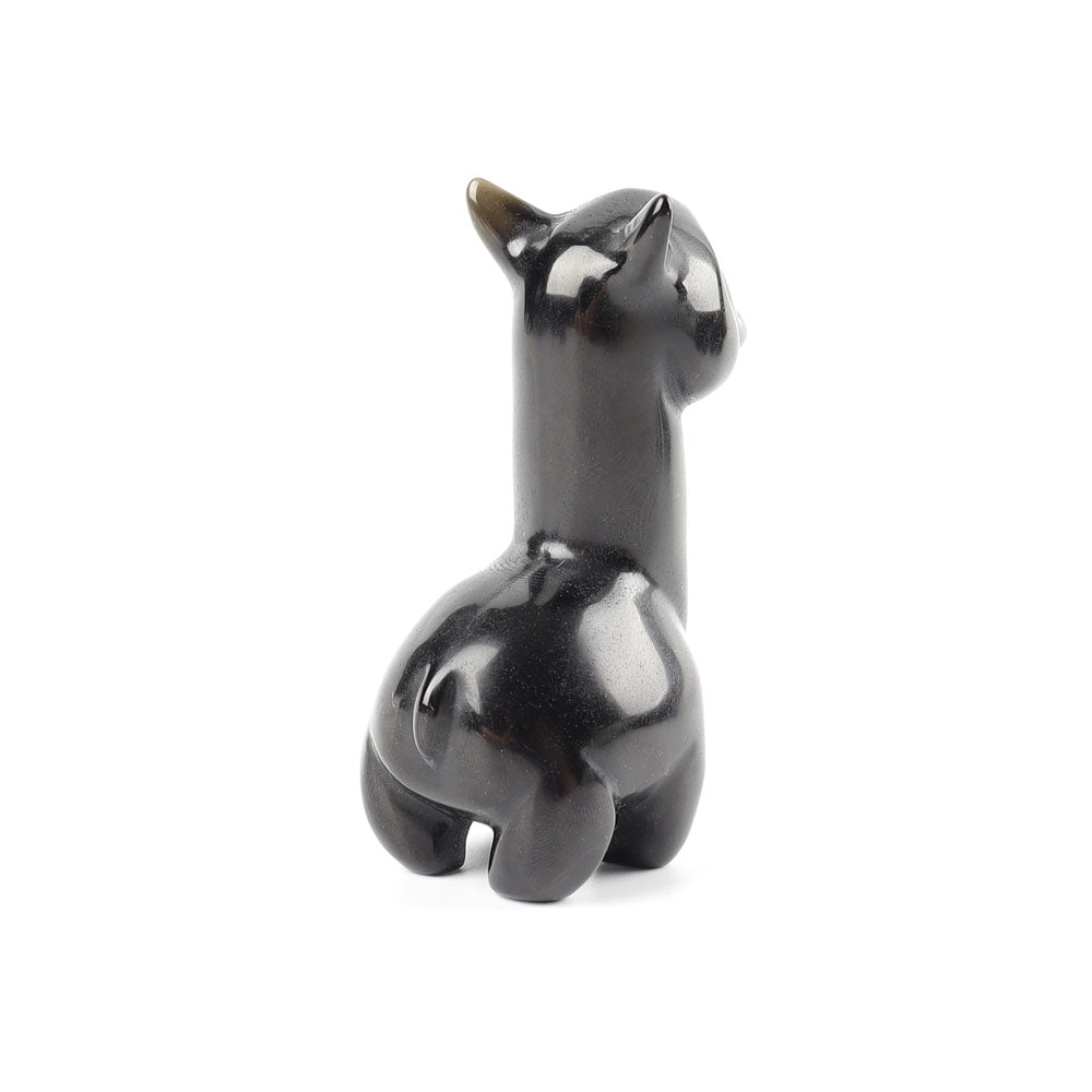 Black Obsidian Alpaca Crystal Carving 2.65 Inch Figurine