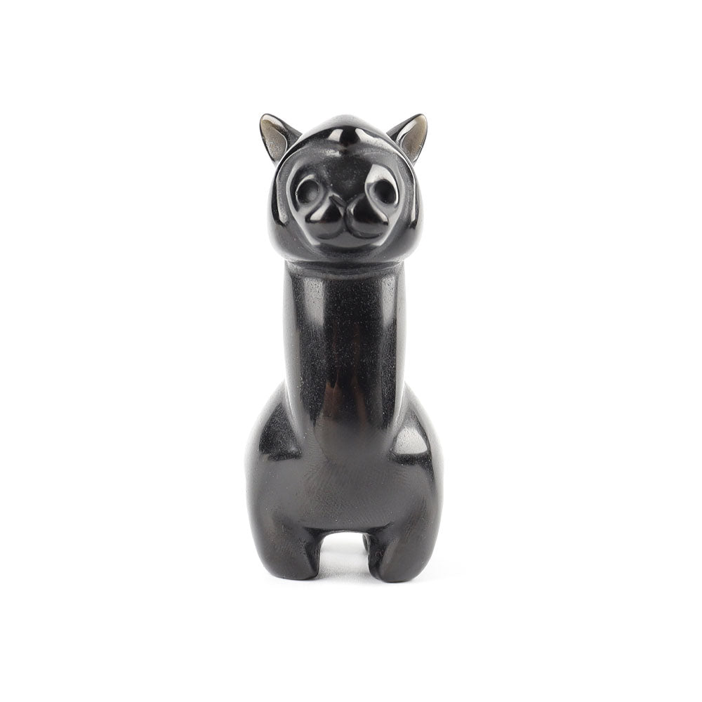 Black Obsidian Alpaca Crystal Carving 2.65 Inch Figurine
