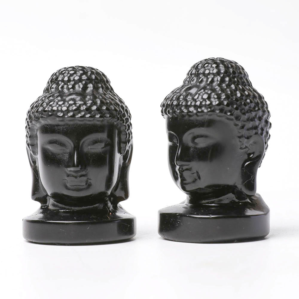 Black Obsidian Buddha Head 2.3 Inch Meditation Statue