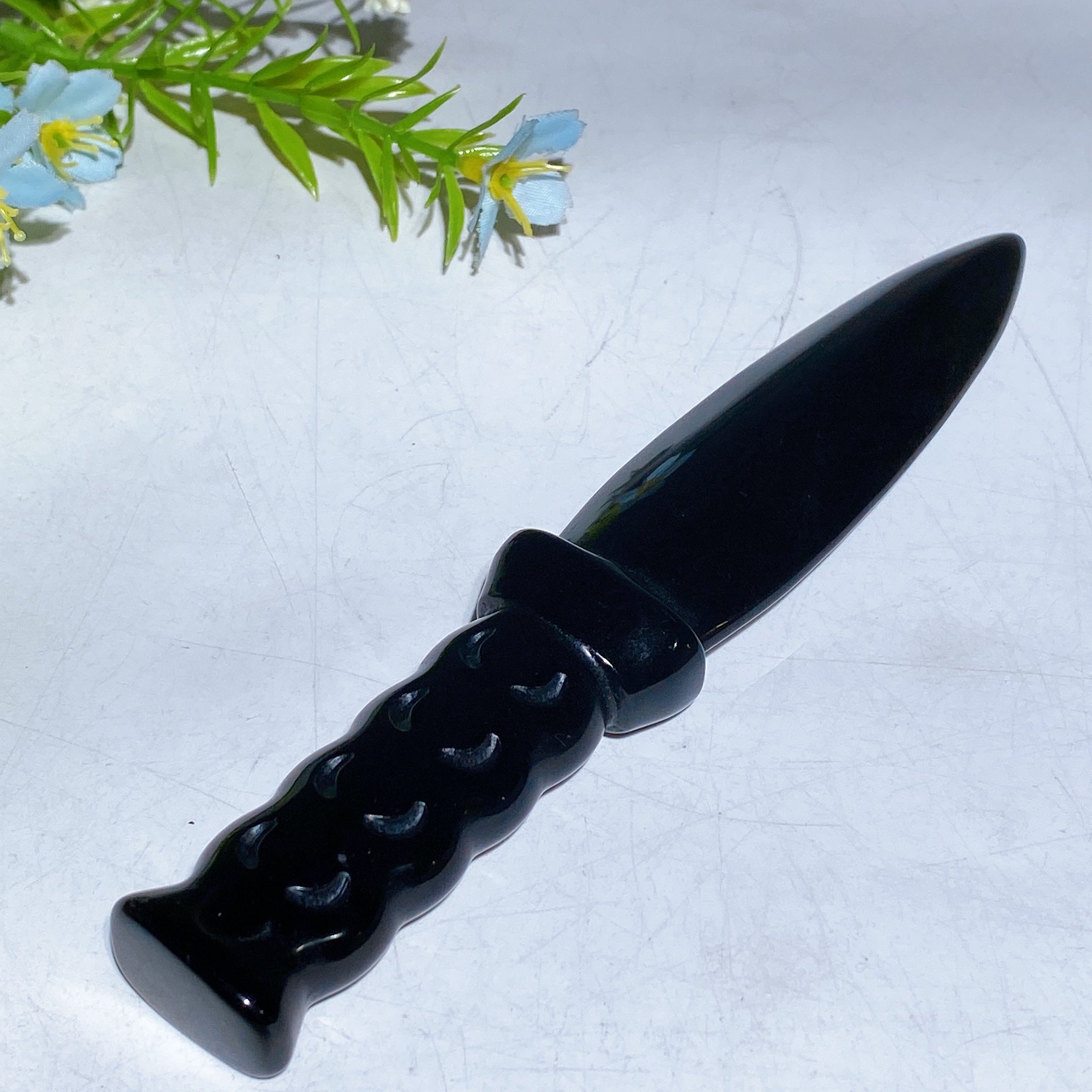 Black Obsidian Dagger Carving 5.8in Healing Crystal