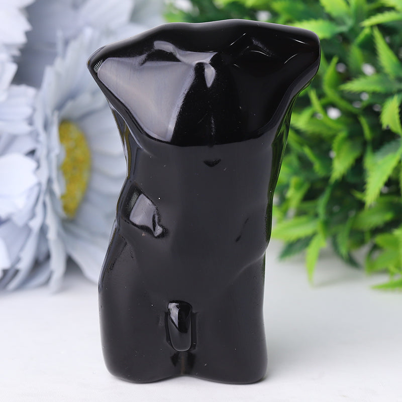 Black Obsidian Hand-Carved Crystal Figurine 2x3 Inches