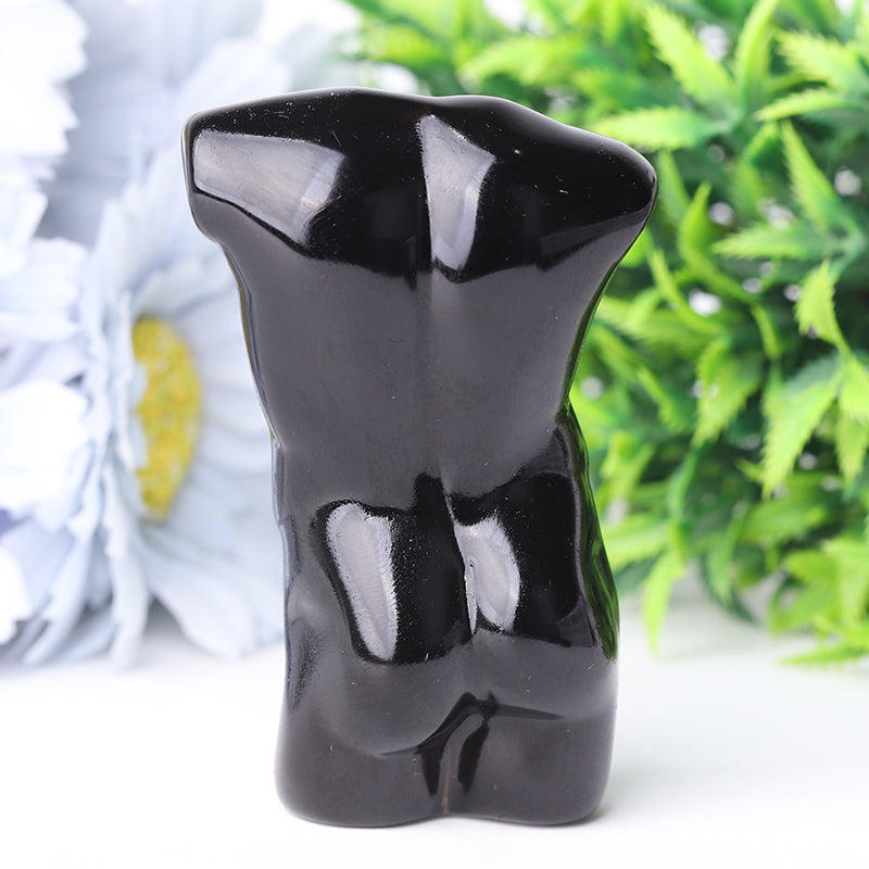 Black Obsidian Hand-Carved Crystal Figurine 2x3 Inches