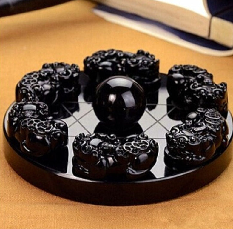 Schwarzer Obsidian Wohlstand und Schutz Pi Xiu Matrix
