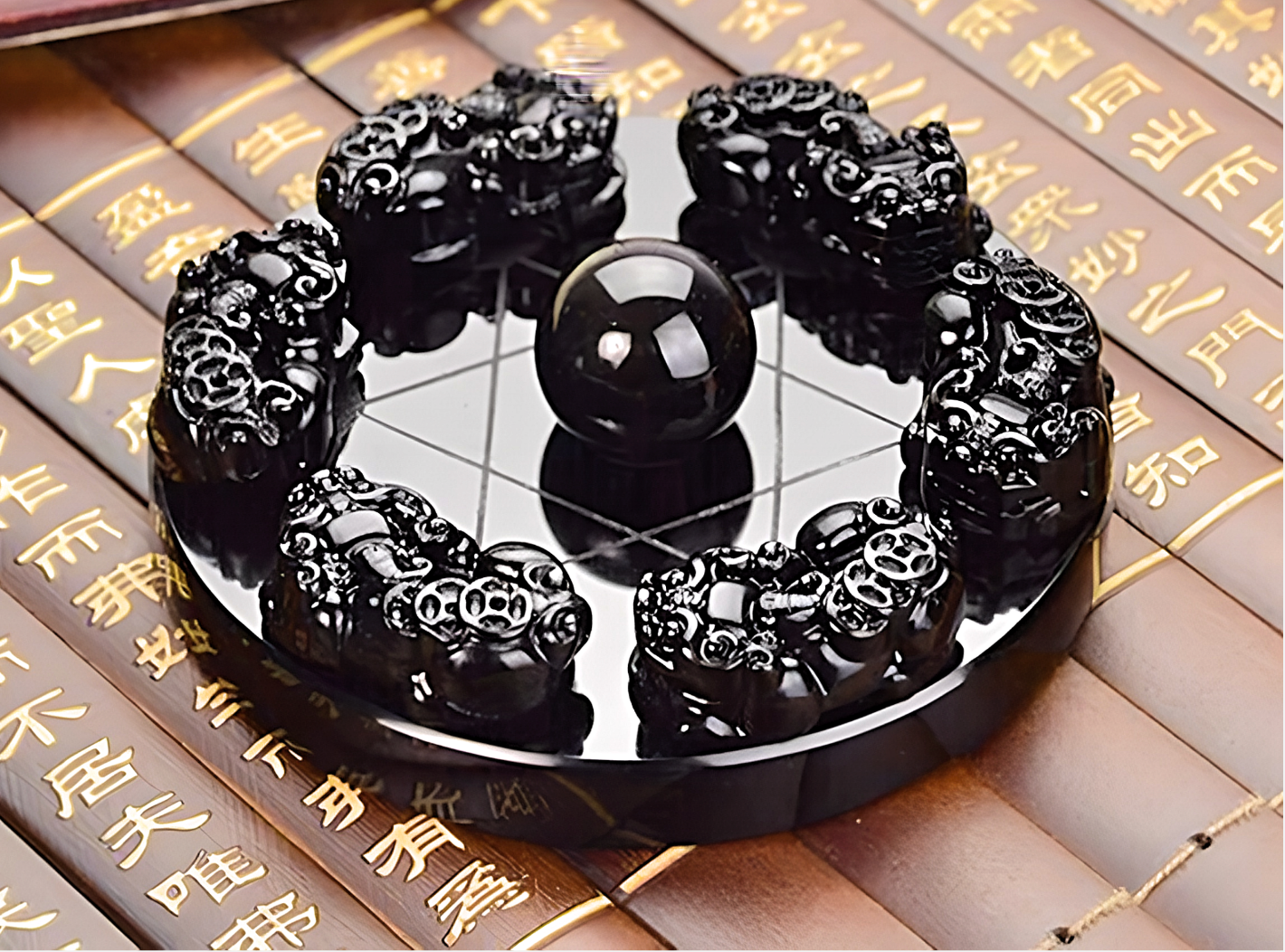Schwarzer Obsidian Wohlstand und Schutz Pi Xiu Matrix