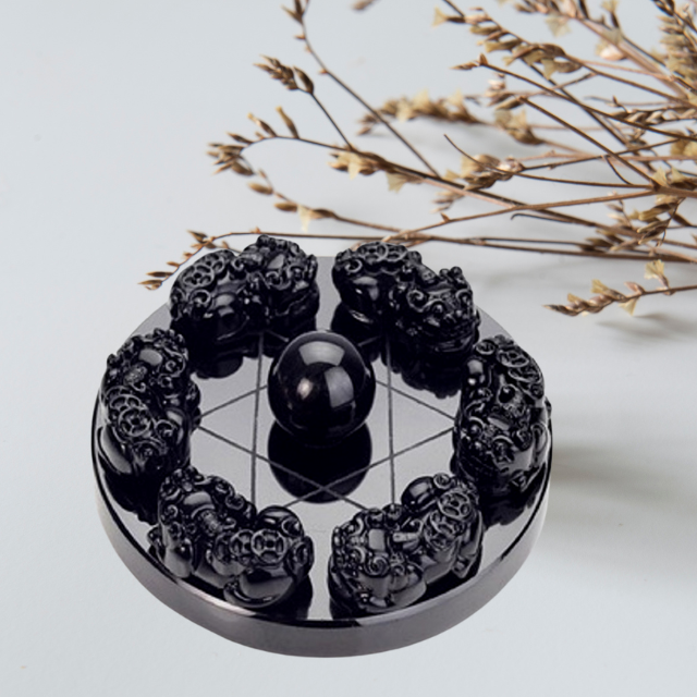 Schwarzer Obsidian Wohlstand und Schutz Pi Xiu Matrix