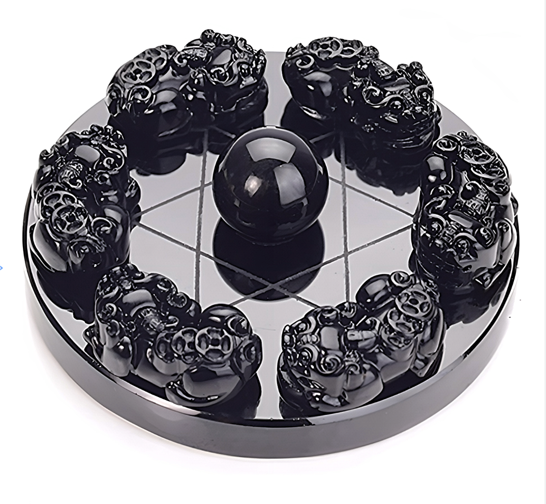 Schwarzer Obsidian Wohlstand und Schutz Pi Xiu Matrix