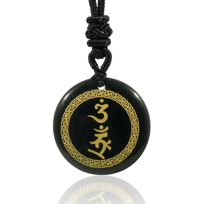 Schwarze Obsidian-Schutzkette | Swastika-Vajra-Anhänger