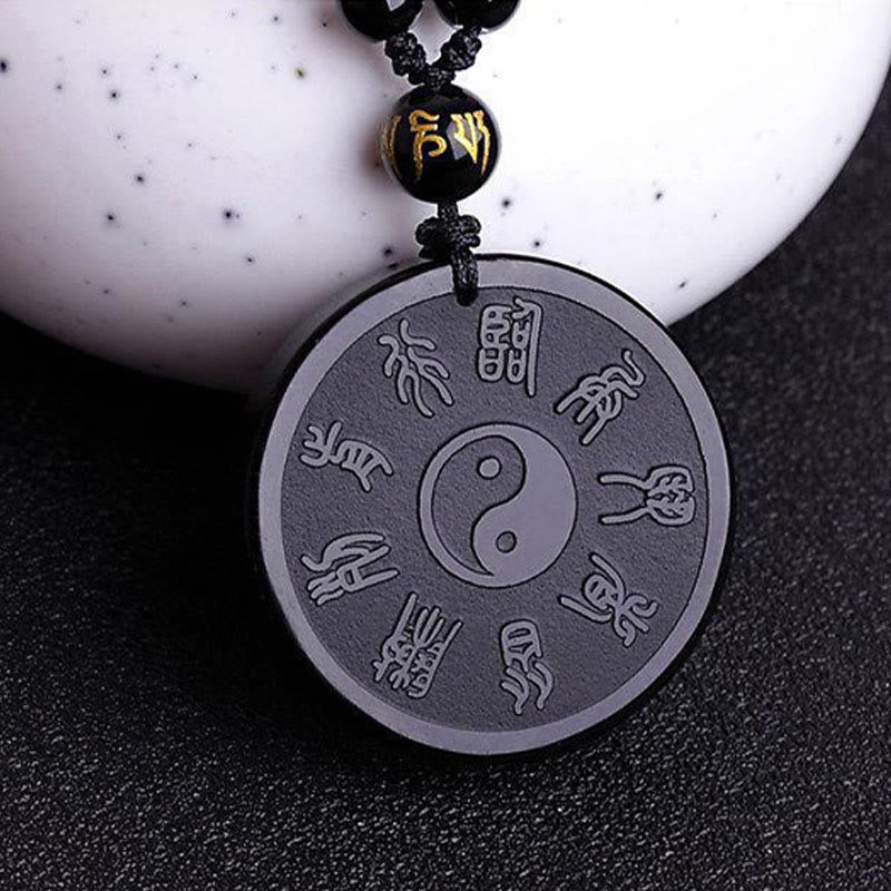 Halskette mit Anhänger „Stärke“ aus schwarzem Obsidian