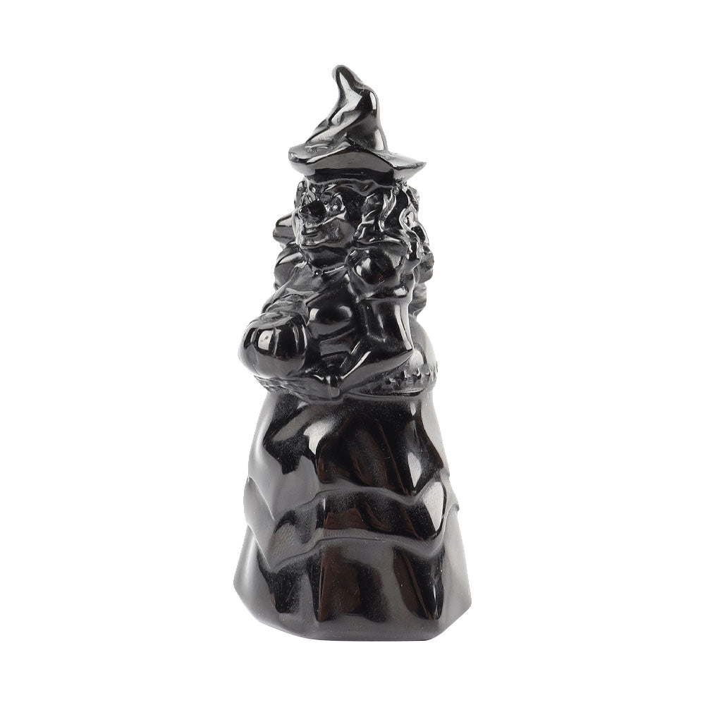 Black Obsidian Witch Crystal Figurine 2in Carving