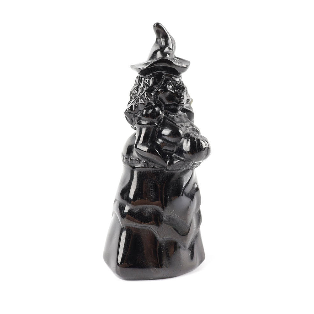 Black Obsidian Witch Crystal Figurine 2in Carving