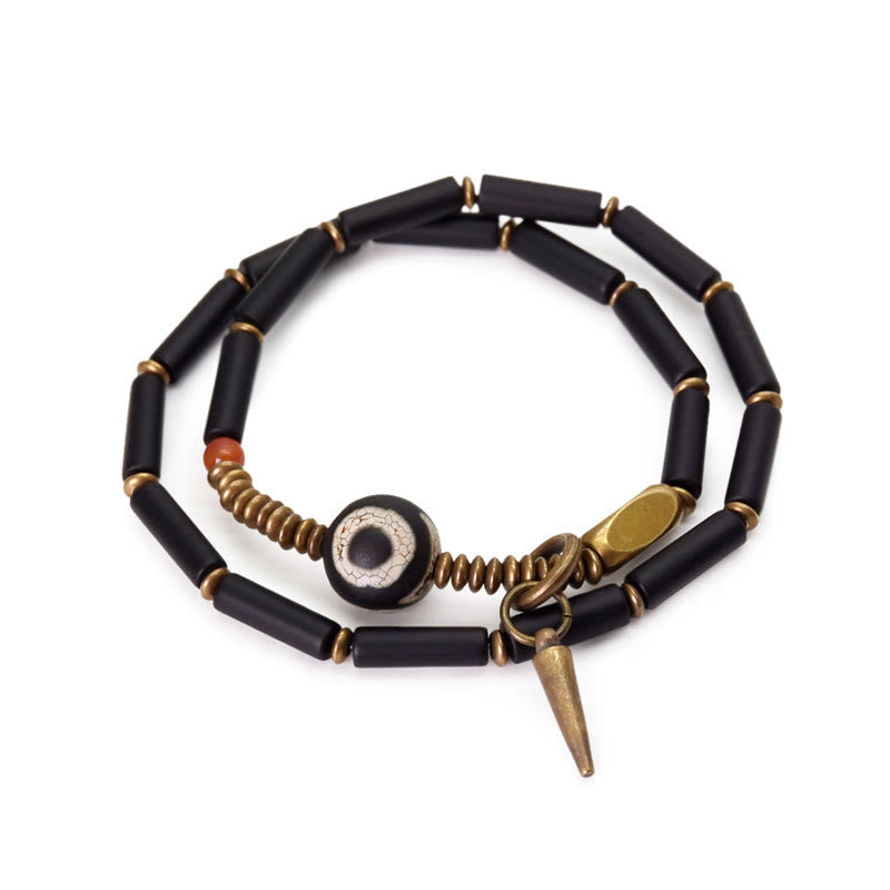 Schutzarmband aus schwarzem Onyx-Dzi-Perlen