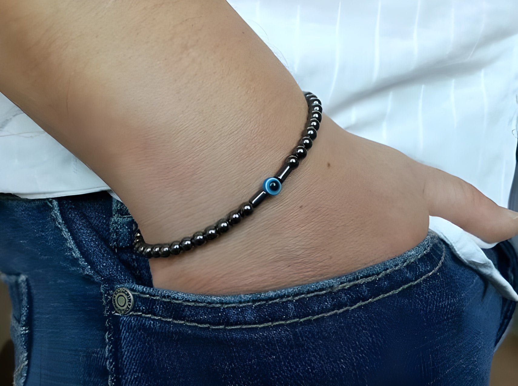 Schwarzes Onyx-Armband zum Schutz vor dem bösen Blick