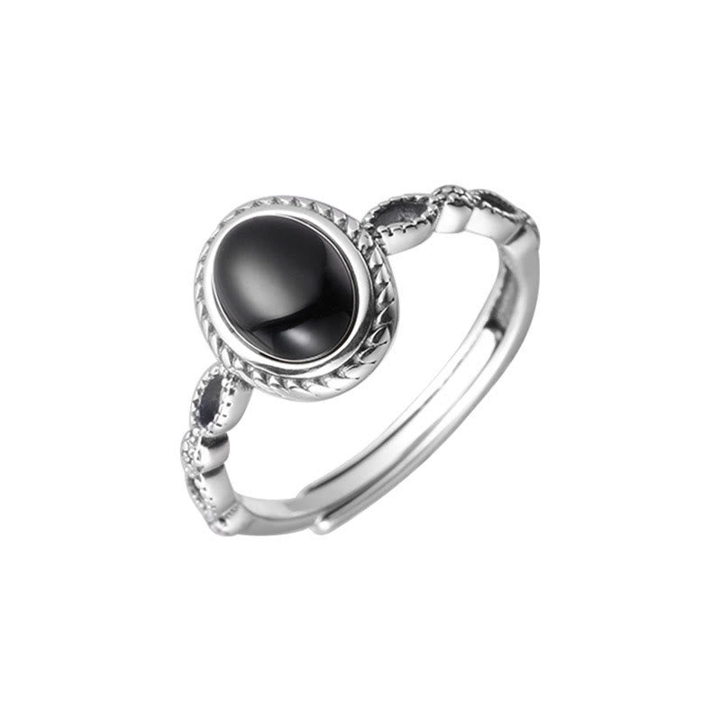 Schwarzer Onyx-Glücksring aus 925er Sterlingsilber – Schutz und Stärke