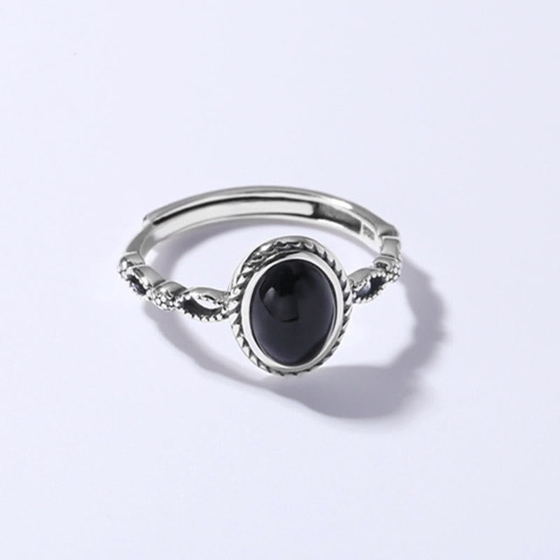 Schwarzer Onyx-Glücksring aus 925er Sterlingsilber – Schutz und Stärke