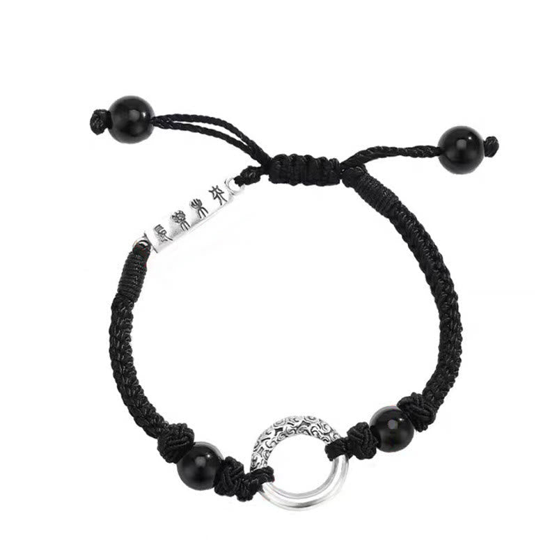 Schwarzes Onyx-Armband mit Peace-Schnalle und spirituellem Schutz