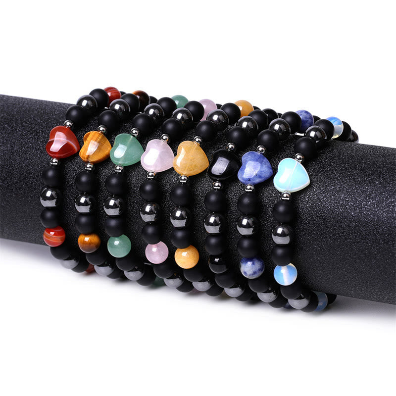 Schutzarmband aus schwarzem Onyx und Tigerauge, 8 mm Perlen