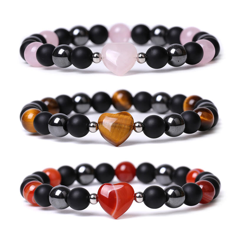 Schutzarmband aus schwarzem Onyx und Tigerauge, 8 mm Perlen