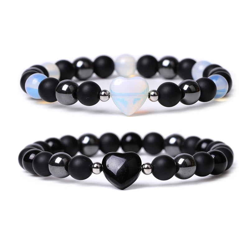 Schutzarmband aus schwarzem Onyx und Tigerauge, 8 mm Perlen