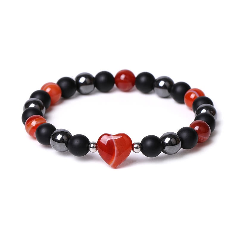 Schutzarmband aus schwarzem Onyx und Tigerauge, 8 mm Perlen