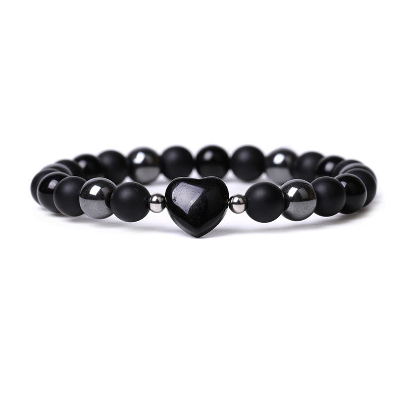 Schutzarmband aus schwarzem Onyx und Tigerauge, 8 mm Perlen