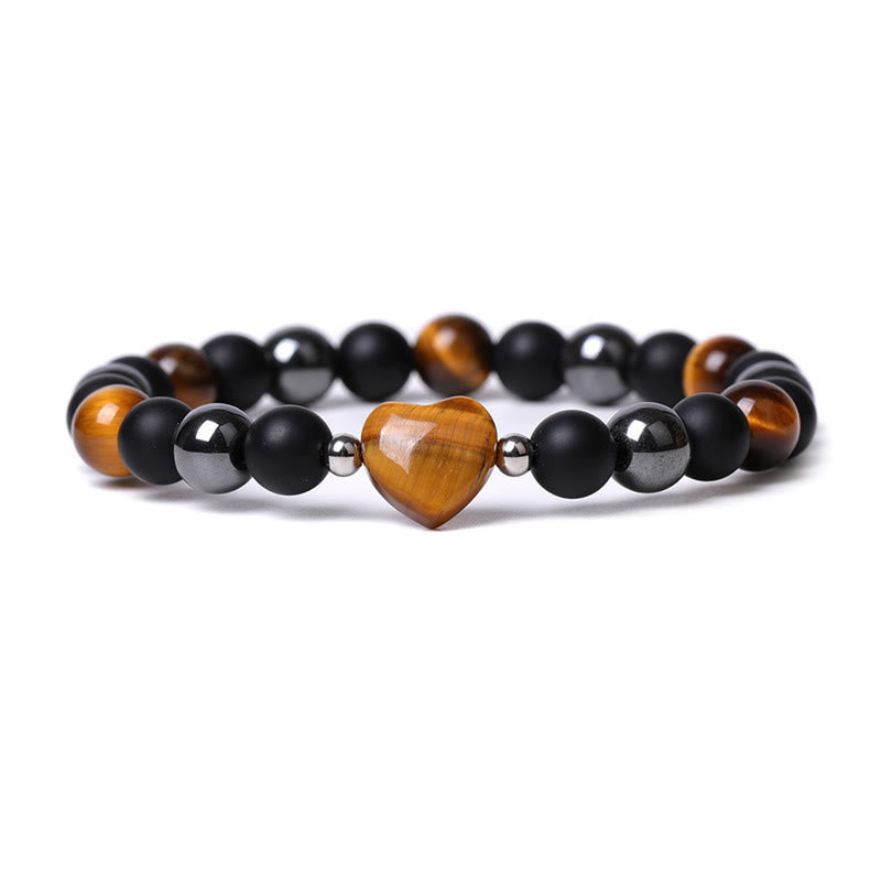 Schutzarmband aus schwarzem Onyx und Tigerauge, 8 mm Perlen