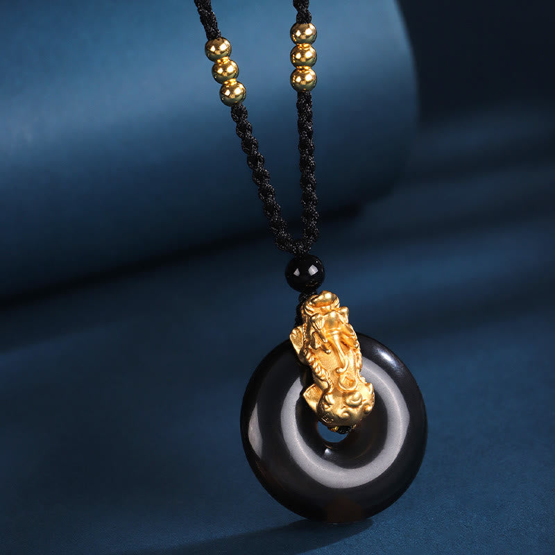 Schwarzer Onyx Weißer Achat Pixiu Glückskette
