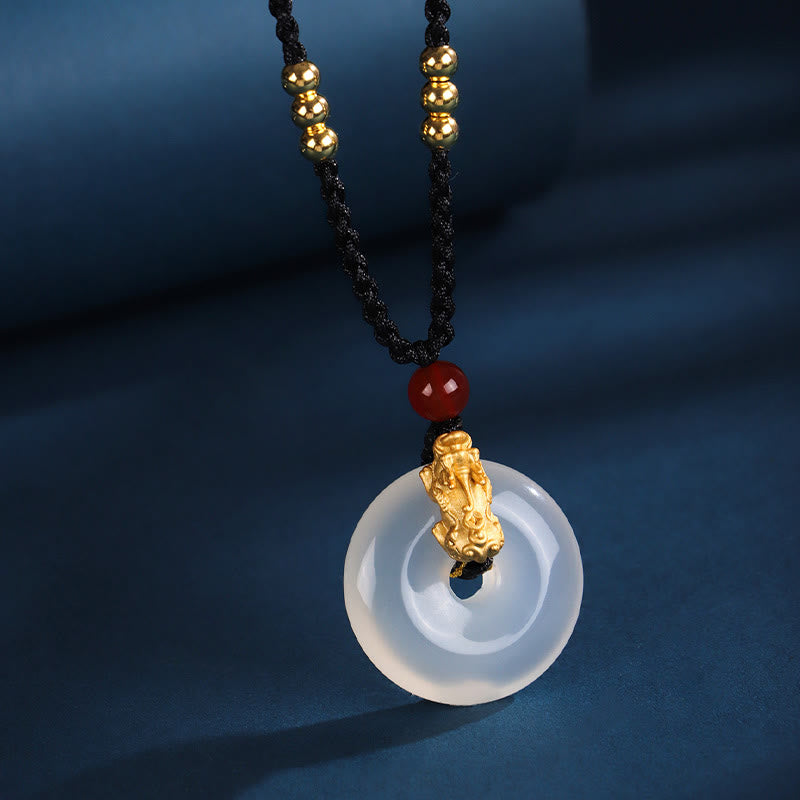 Schwarzer Onyx Weißer Achat Pixiu Glückskette
