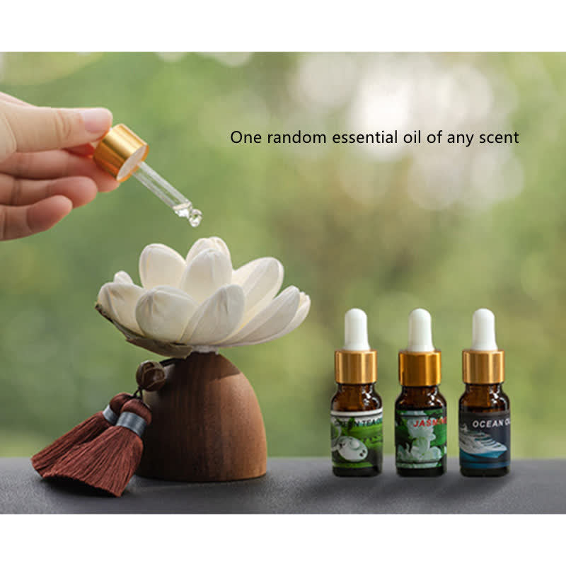 Buddha-Blume aus schwarzem Pfirsichholz, Zen-Dekor, 5,4 cm, Ruheheilung