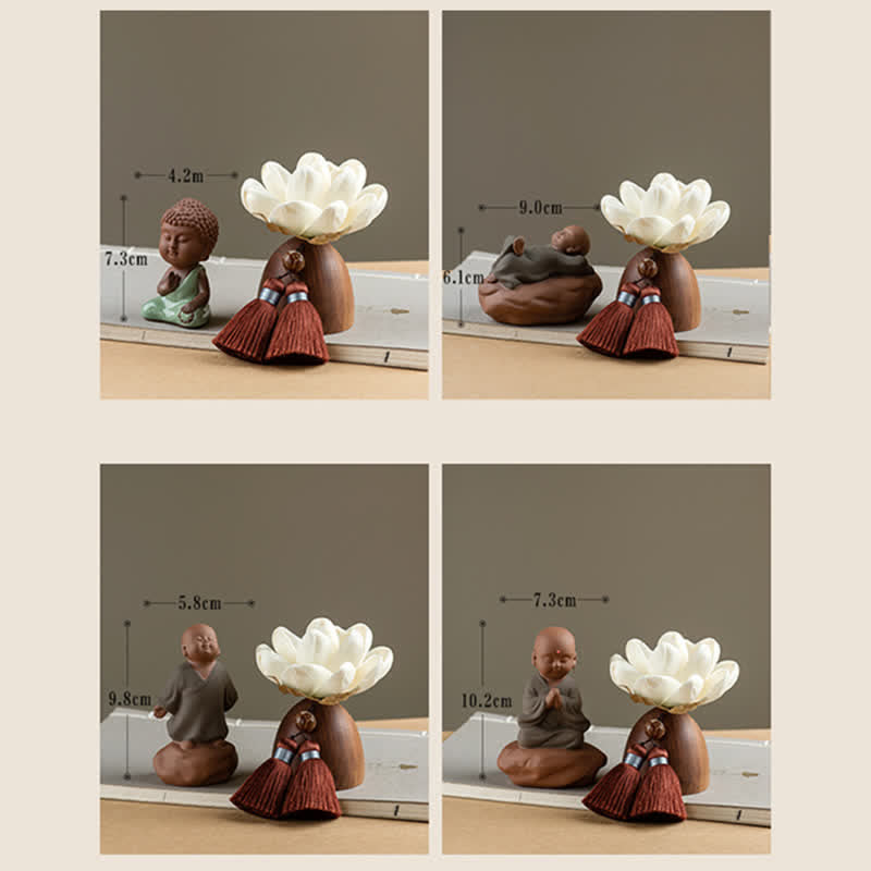 Buddha-Blume aus schwarzem Pfirsichholz, Zen-Dekor, 5,4 cm, Ruheheilung