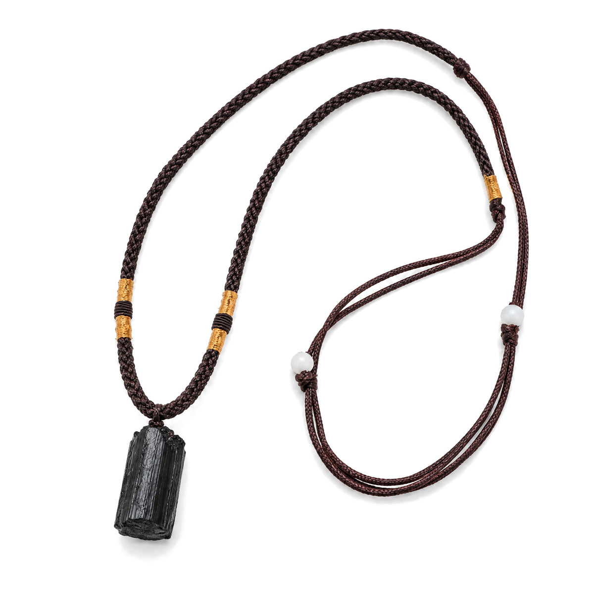 Black Tourmaline Spiritual Necklace with Positive Energy Pendant, on a white background