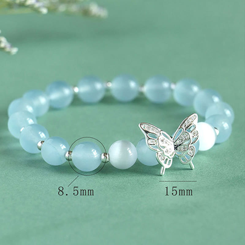 Blaues Chalcedon-Schmetterlings-Energie-Spirituelles Armband