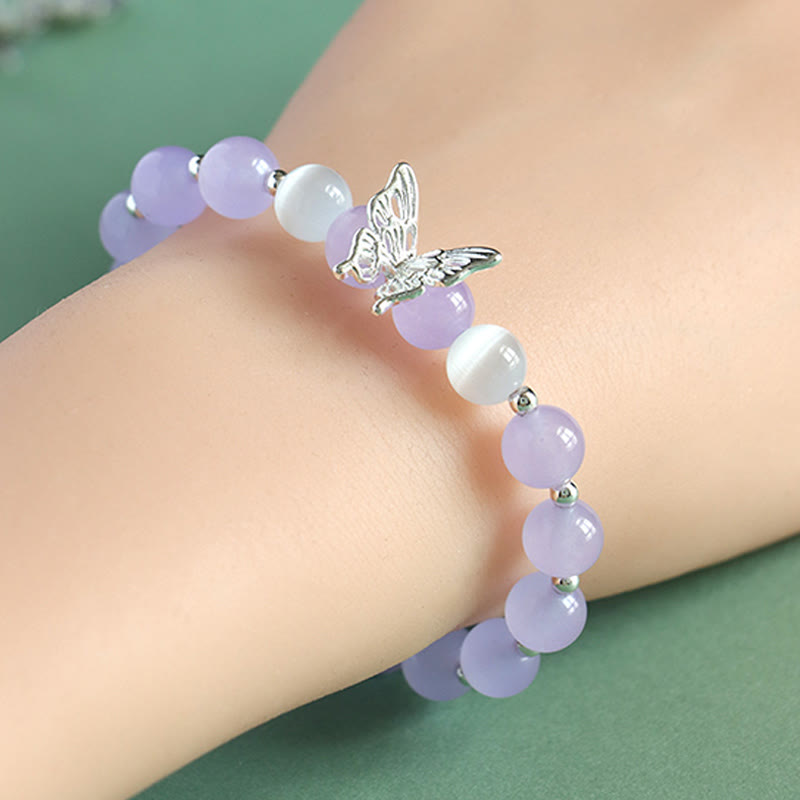 Blaues Chalcedon-Schmetterlings-Energie-Spirituelles Armband