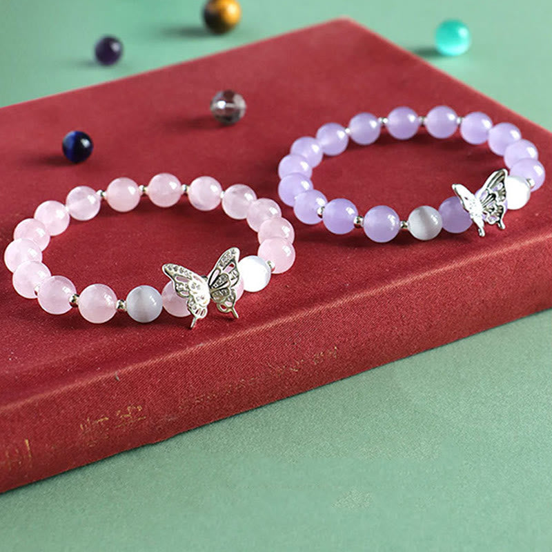 Blaues Chalcedon-Schmetterlings-Energie-Spirituelles Armband