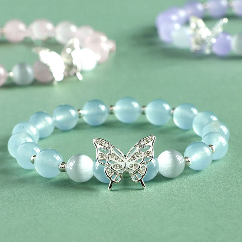 Blaues Chalcedon-Schmetterlings-Energie-Spirituelles Armband