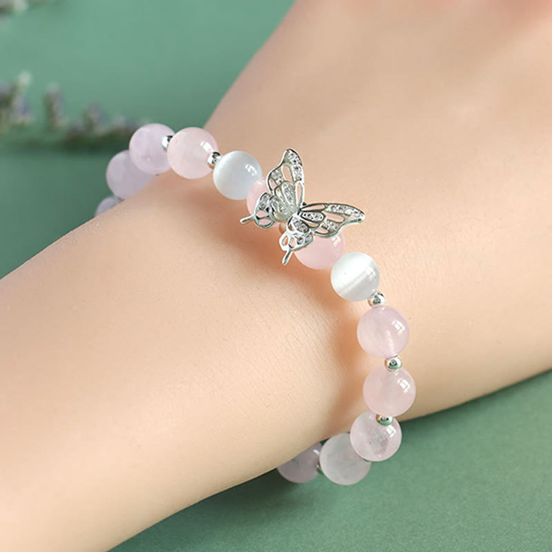 Blaues Chalcedon-Schmetterlings-Energie-Spirituelles Armband