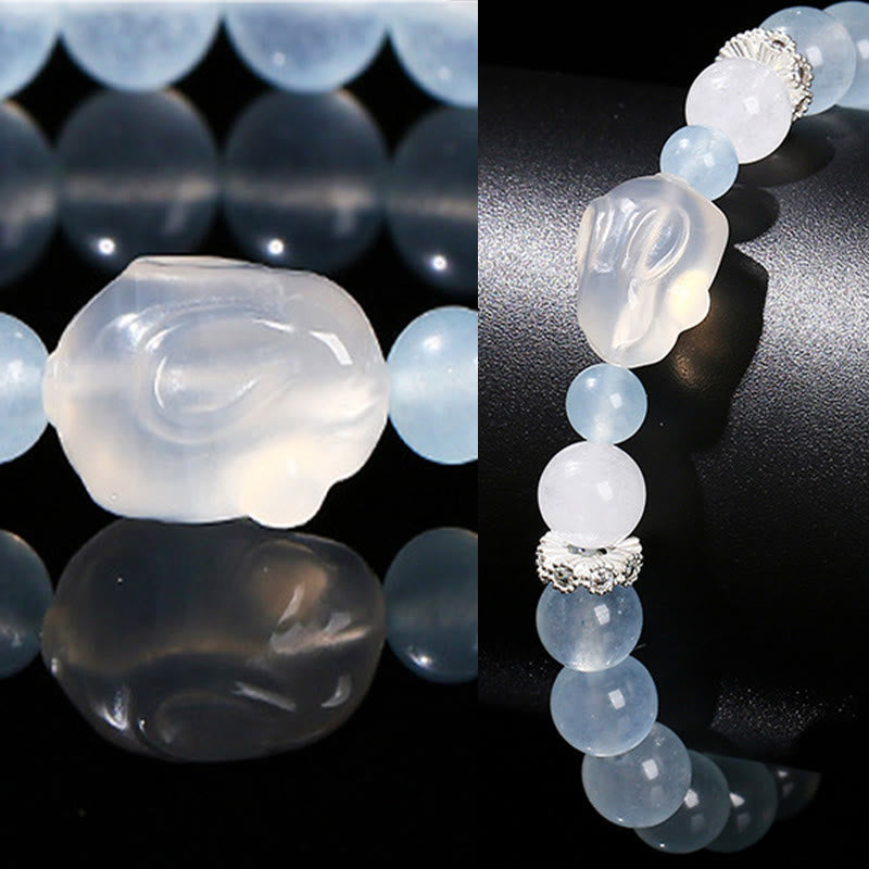 Blauer Chalcedon Weißer Achat Emotionales Heilungsarmband