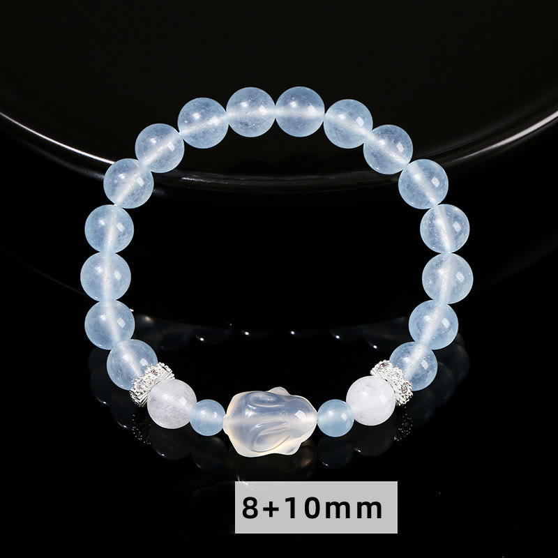 Blauer Chalcedon Weißer Achat Emotionales Heilungsarmband