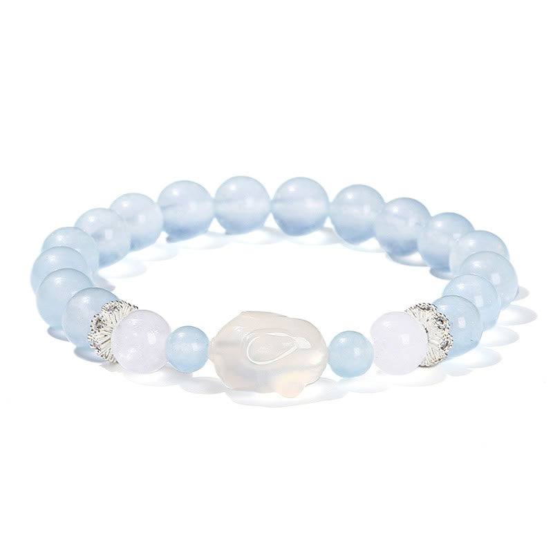 Blauer Chalcedon Weißer Achat Emotionales Heilungsarmband