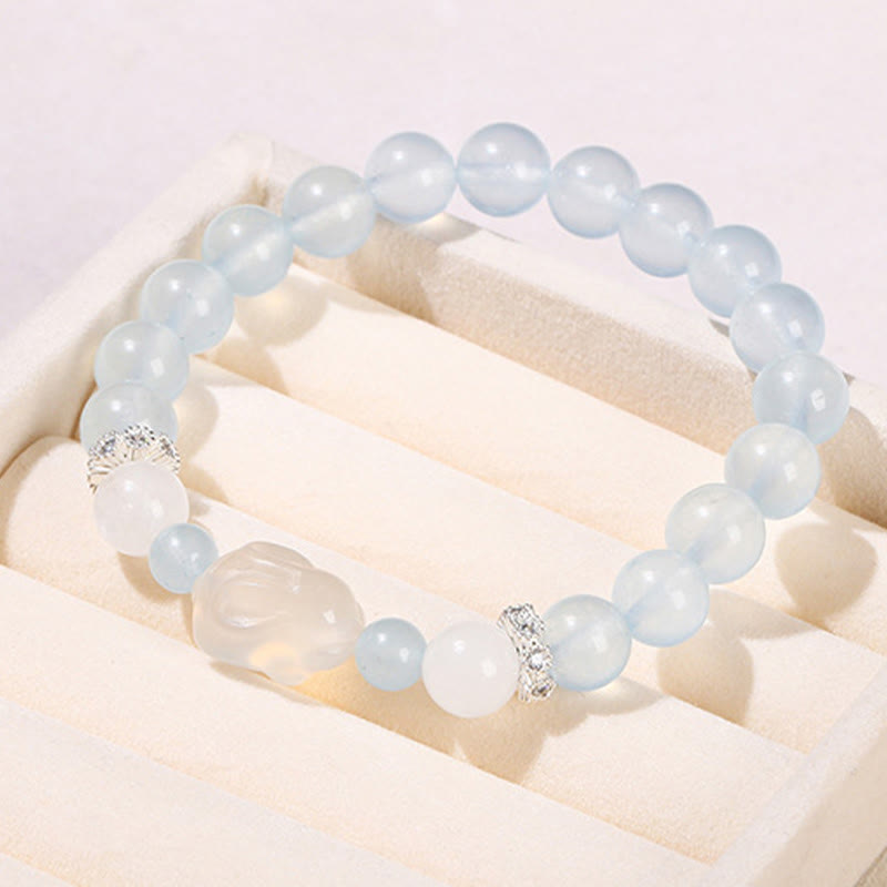Blauer Chalcedon Weißer Achat Emotionales Heilungsarmband
