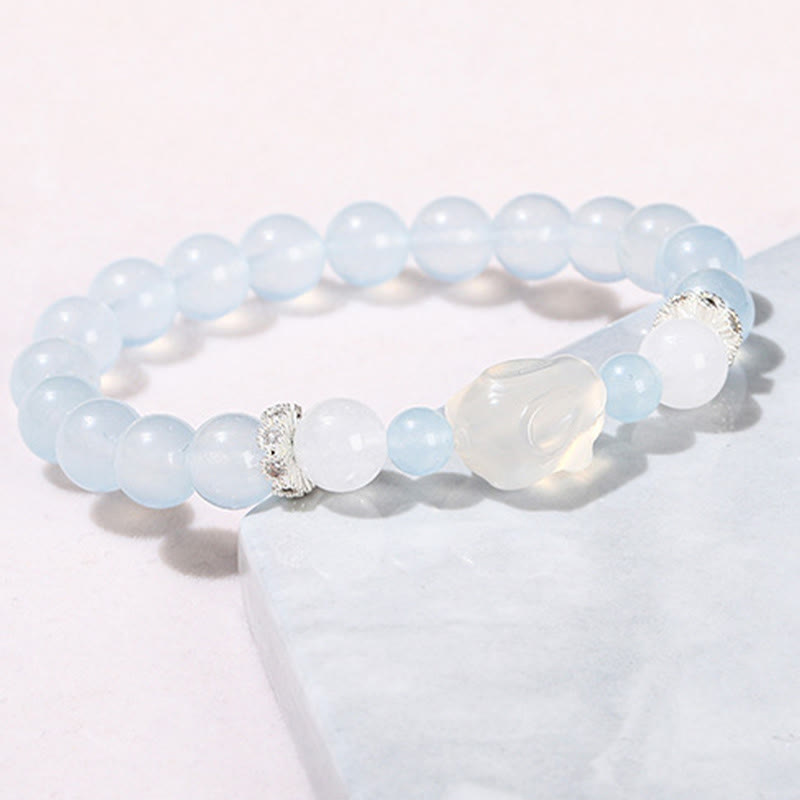 Blauer Chalcedon Weißer Achat Emotionales Heilungsarmband