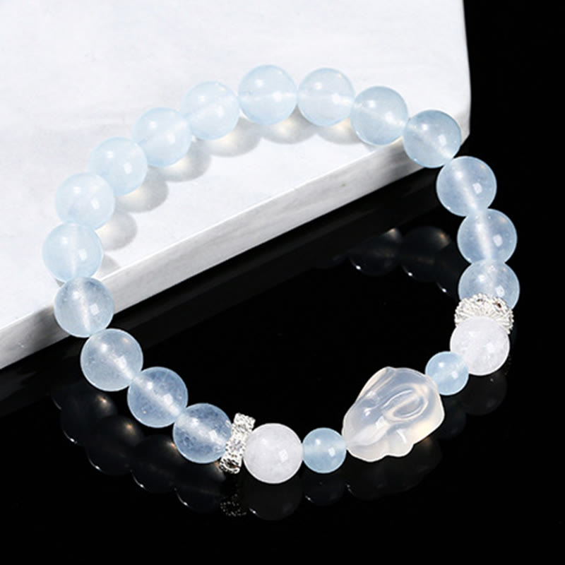 Blauer Chalcedon Weißer Achat Emotionales Heilungsarmband