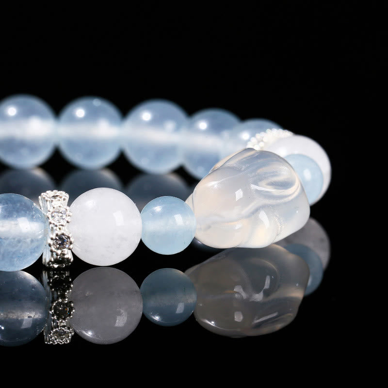 Blauer Chalcedon Weißer Achat Emotionales Heilungsarmband