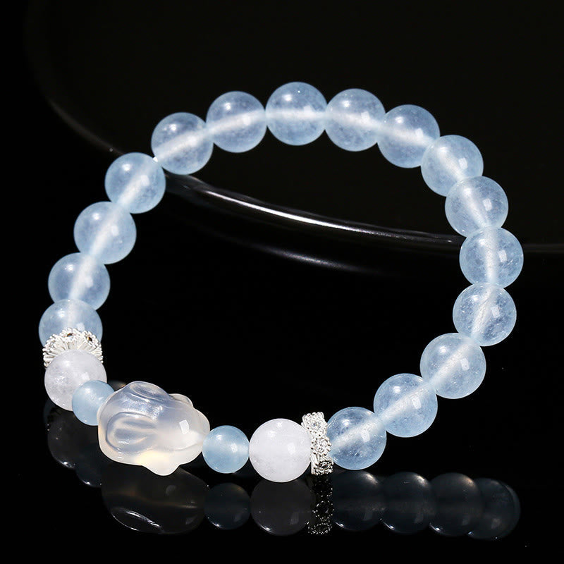 Blauer Chalcedon Weißer Achat Emotionales Heilungsarmband