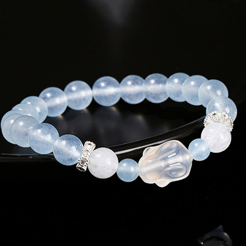 Blauer Chalcedon Weißer Achat Emotionales Heilungsarmband