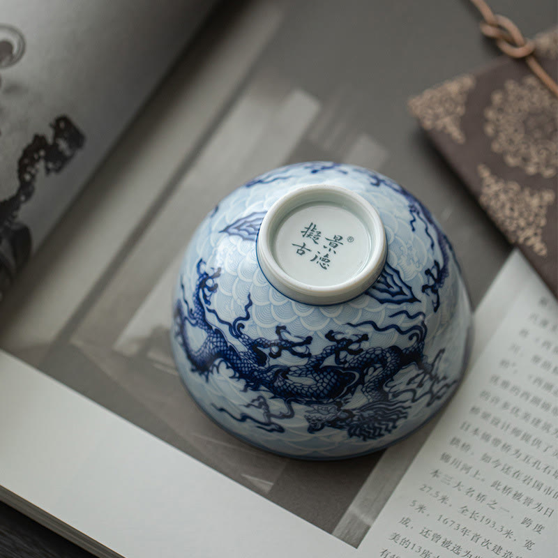 Blauer Drache Keramik-Teetasse 80 ml | Chinesische Teetasse